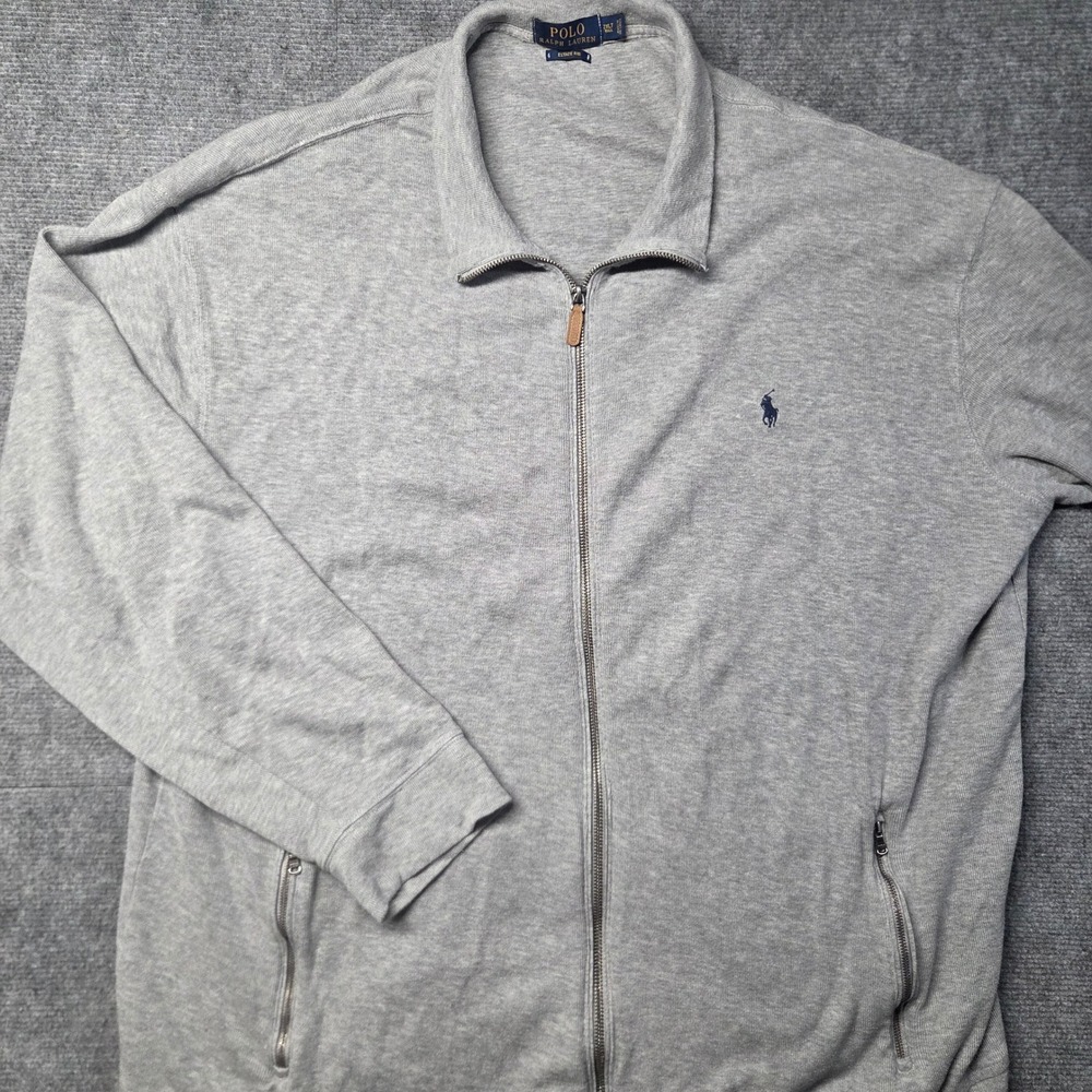 Polo Ralph Lauren Estate Rib Gray Full Zip Jacket Mens 2XLT Tall Cotton Pony